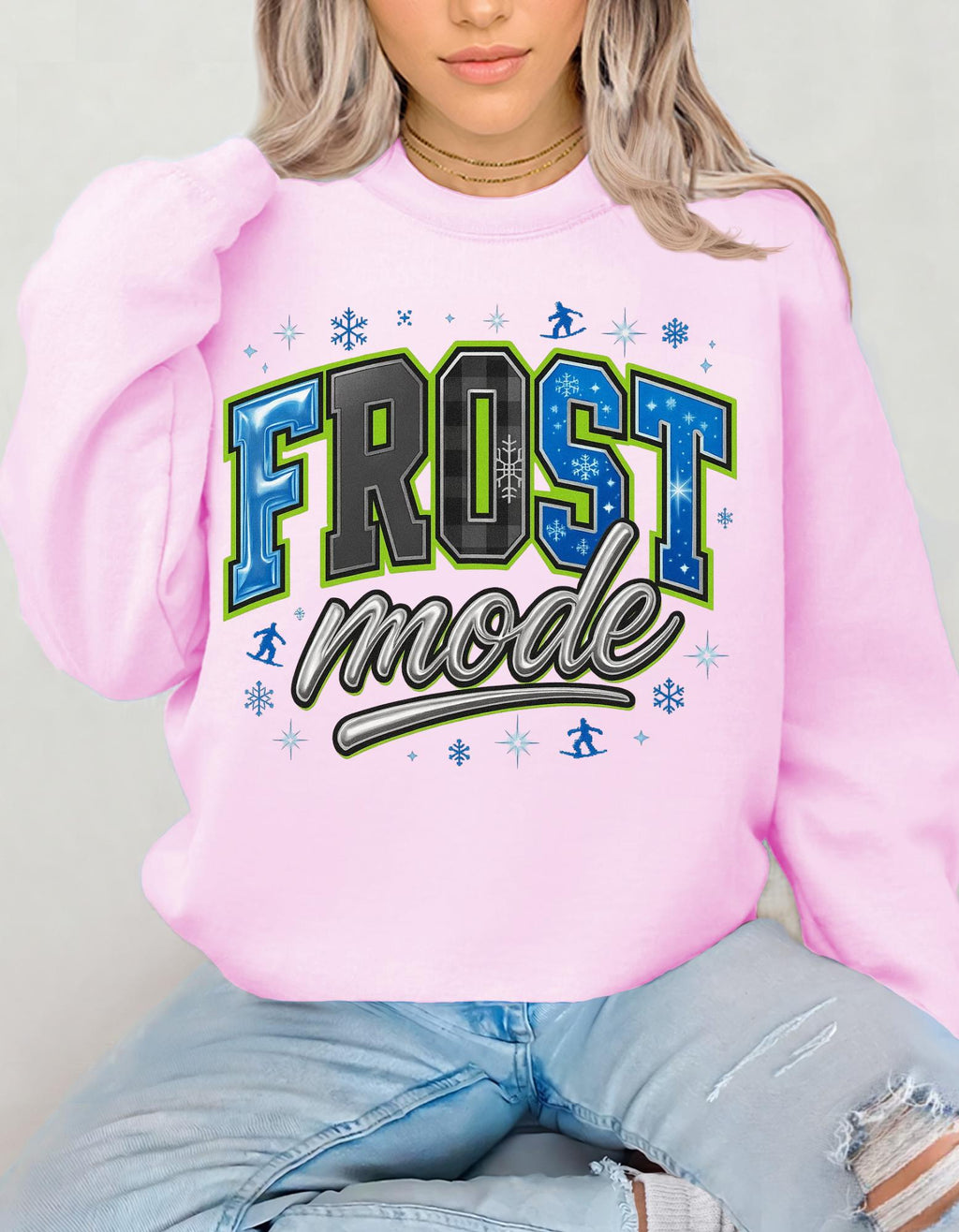 Unisex Frost Mode Sweatshirt: Cozy Winter Holiday Crewneck for Casual Outdoor Wear & Festive Gifts