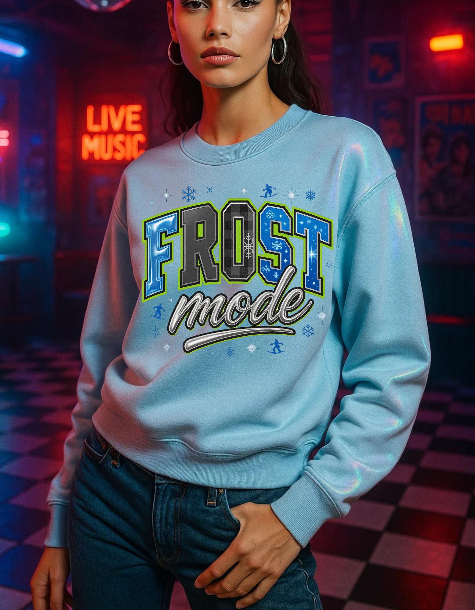 Unisex Frost Mode Sweatshirt: Cozy Winter Holiday Crewneck for Casual Outdoor Wear & Festive Gifts