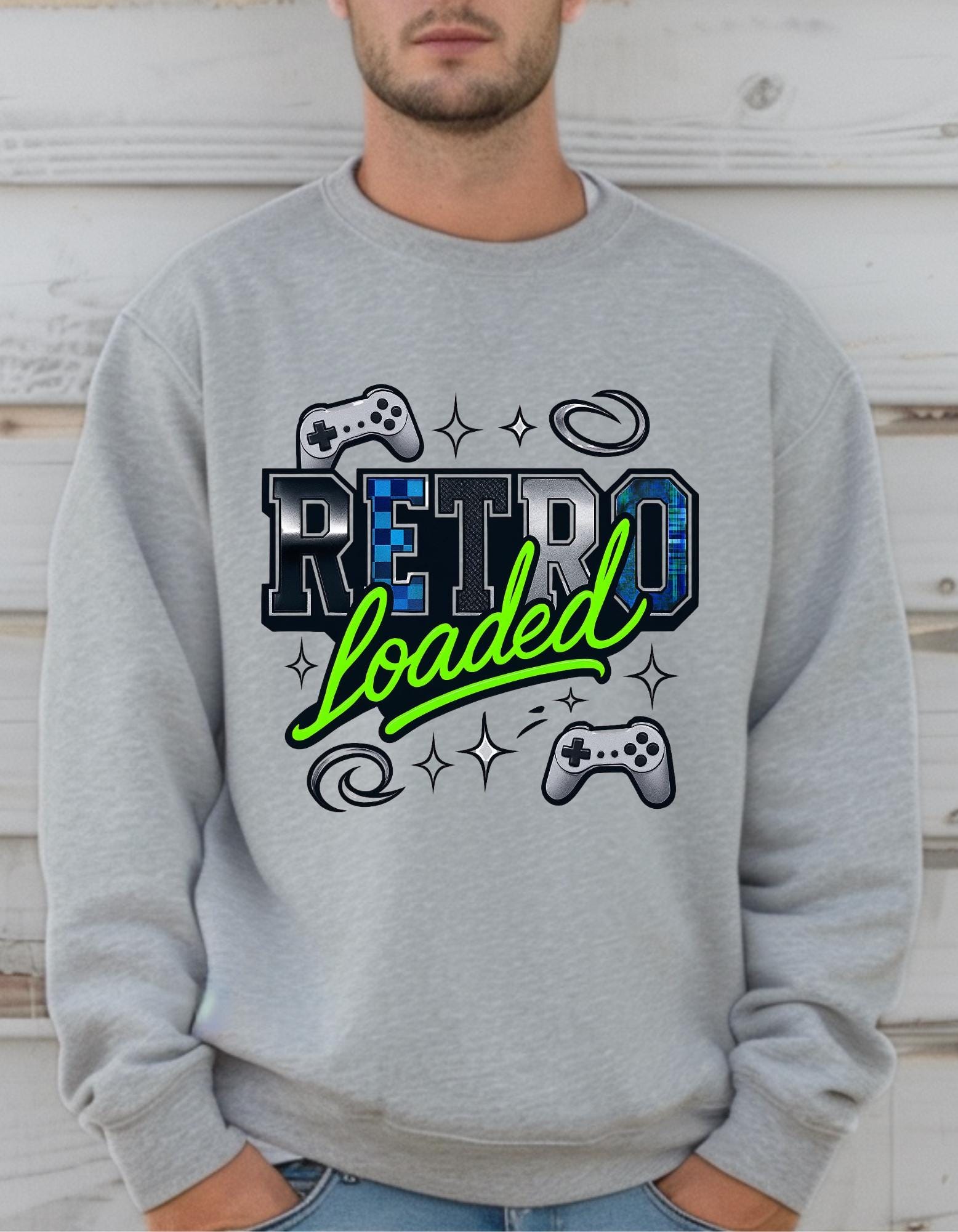 Vintage Gamer Crewneck Sweatshirt: Unisex Cozy Cotton Blend for Retro Gaming Enthusiasts