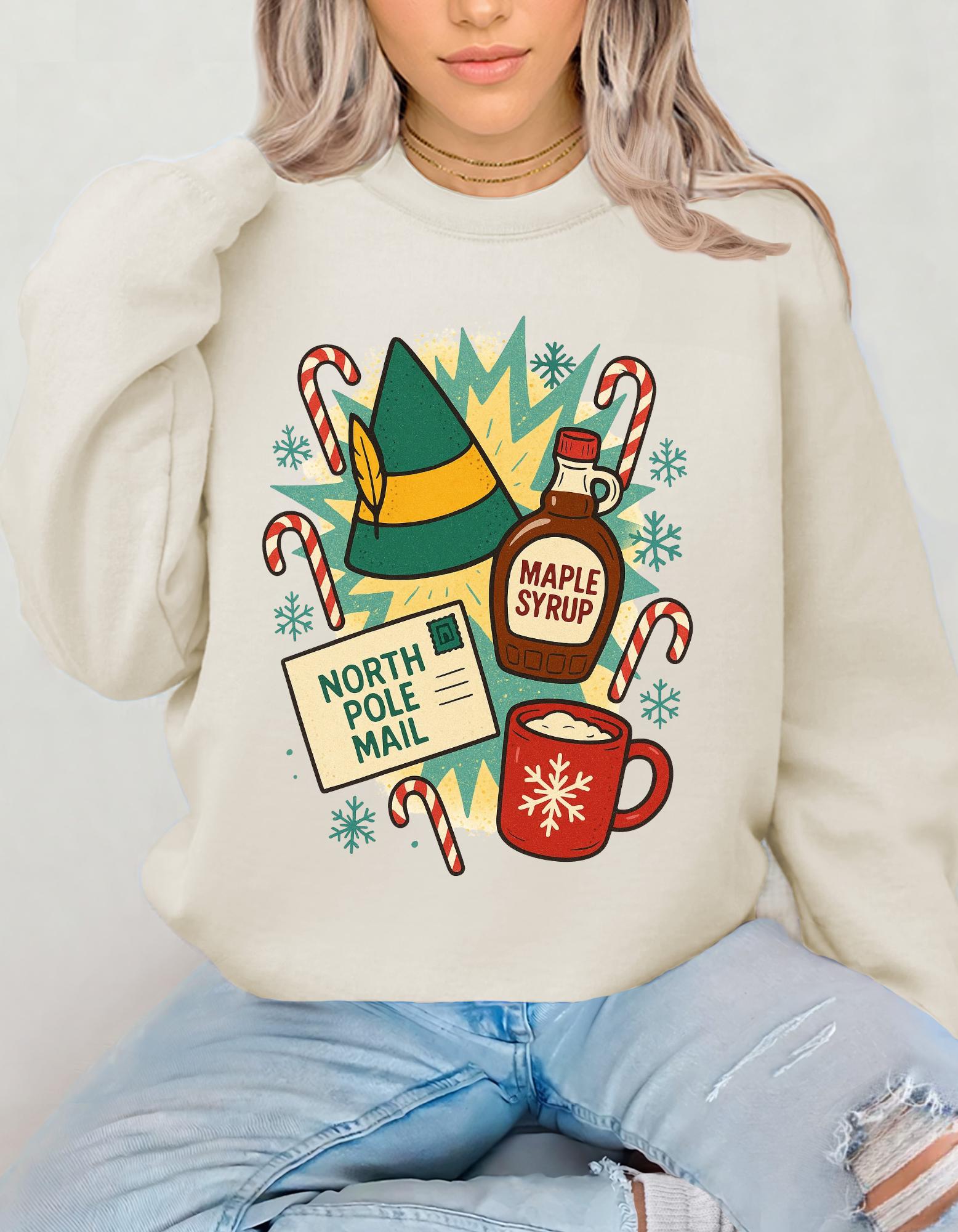 Elf Maple Syrup Crewneck Sweatshirt - Holiday Winter Apparel