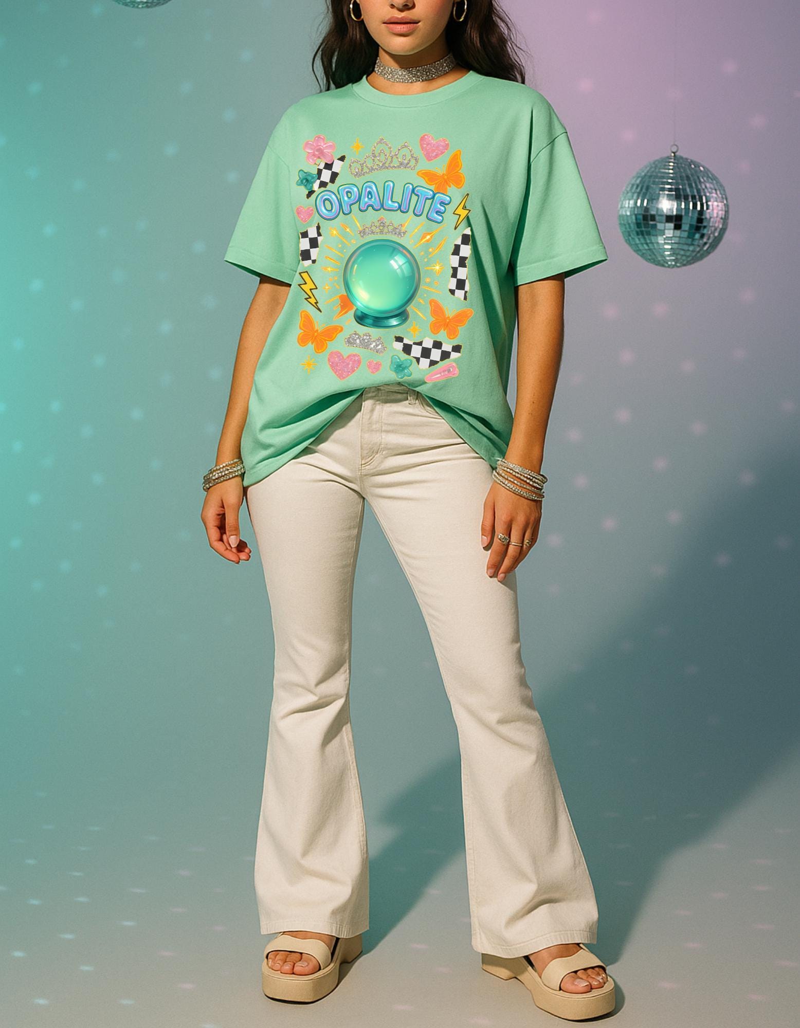 Vegas Showgirl T-Shirt: Opalite Cotton Unisex Tee