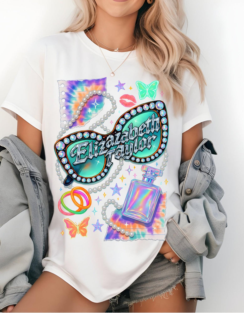 Retro Vegas Showgirl Tee: 90s Y2K Elizabeth Taylor Inspired Glamour