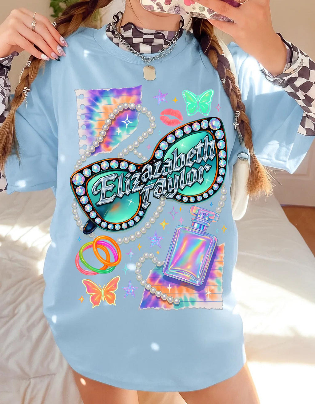 Retro Vegas Showgirl Tee: 90s Y2K Elizabeth Taylor Inspired Glamour