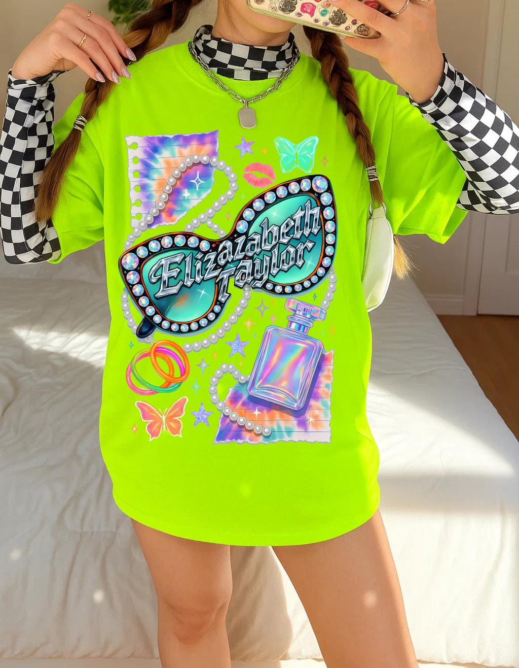 Retro Vegas Showgirl Tee: 90s Y2K Elizabeth Taylor Inspired Glamour