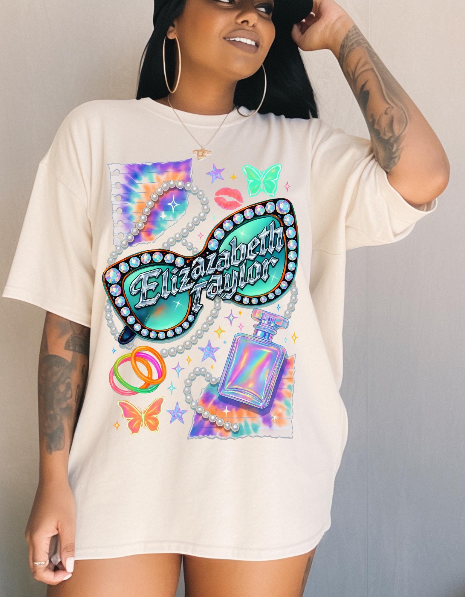 Retro Vegas Showgirl Tee: 90s Y2K Elizabeth Taylor Inspired Glamour