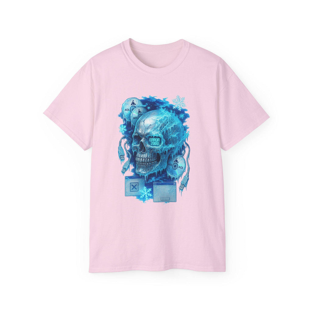 Retro Y2K Frozen Skull Graphic Tee: Spooky Halloween Horror Clothing, Unisex Cotton Creepy Top