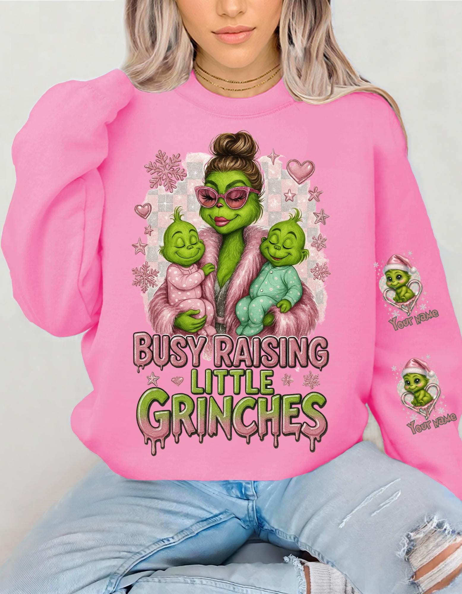 Retro Festive Mom Sweatshirt: Raising Holiday Troublemakers - Funny Christmas Family Apparel