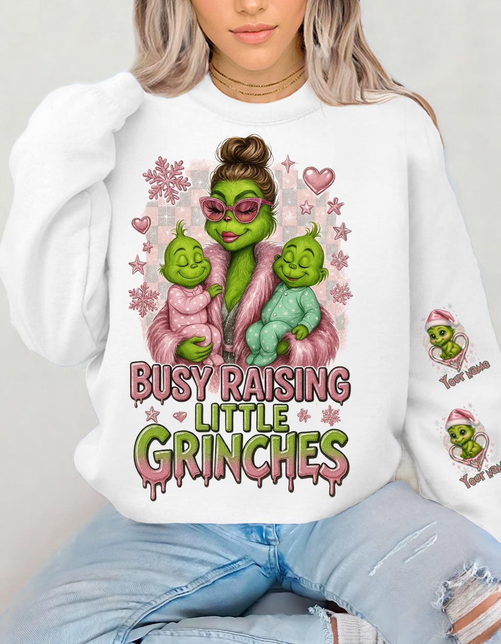 Retro Festive Mom Sweatshirt: Raising Holiday Troublemakers - Funny Christmas Family Apparel