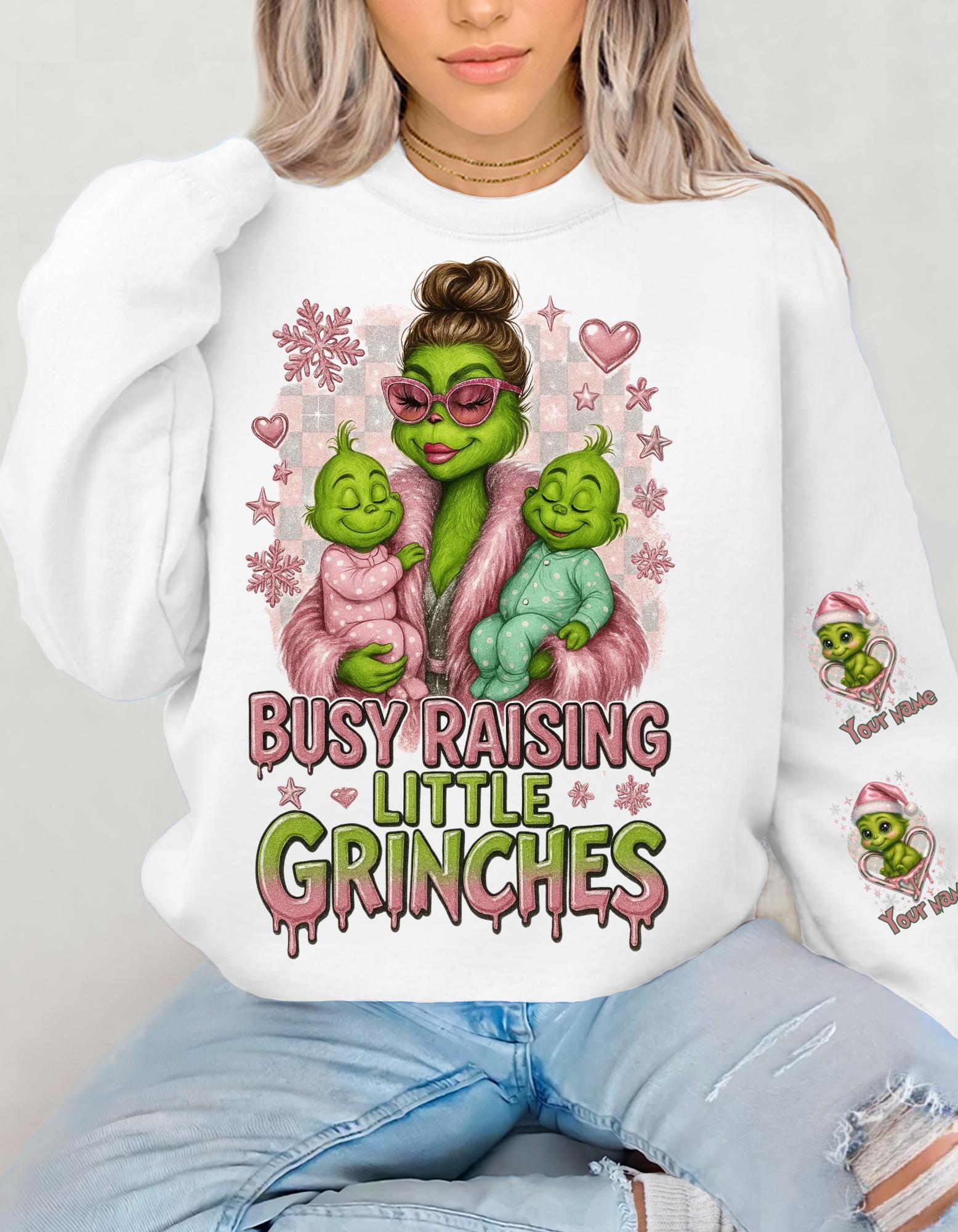 Retro Festive Mom Sweatshirt: Raising Holiday Troublemakers - Funny Christmas Family Apparel