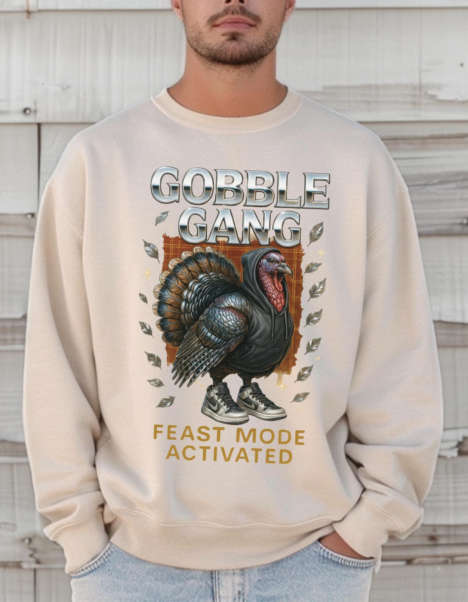 Thanksgiving Turkey Sneaker Sweatshirt: Retro Y2K Holiday Top