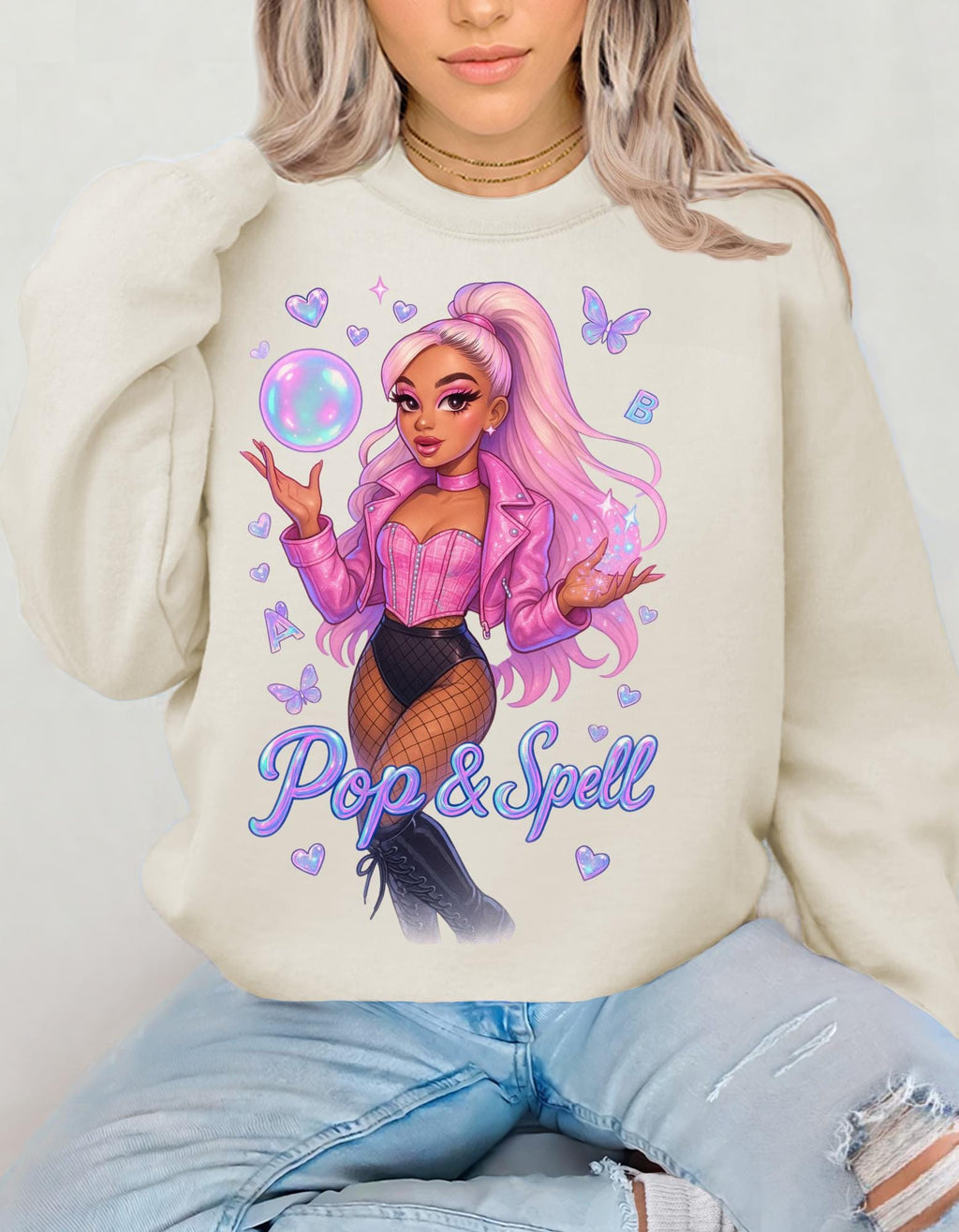 Pop & Spell Graphic Crewneck: Unisex Cozy Pullover Sweatshirt for Trendy Streetwear Enthusiasts