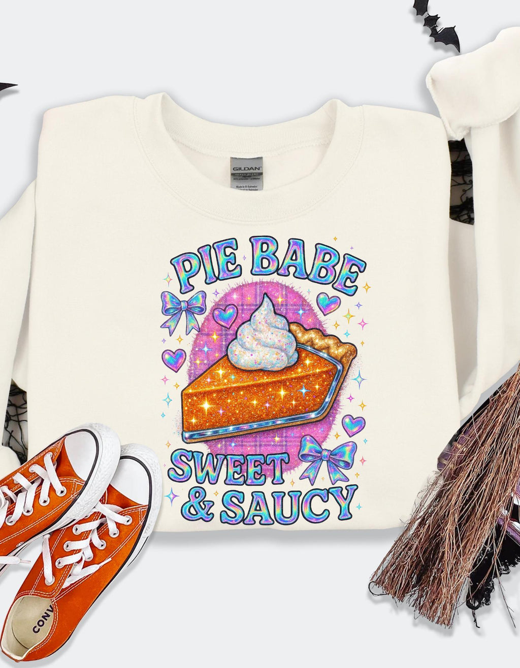 Y2K Holographic Pie Babe Sweatshirt - Retro 90s Jumper