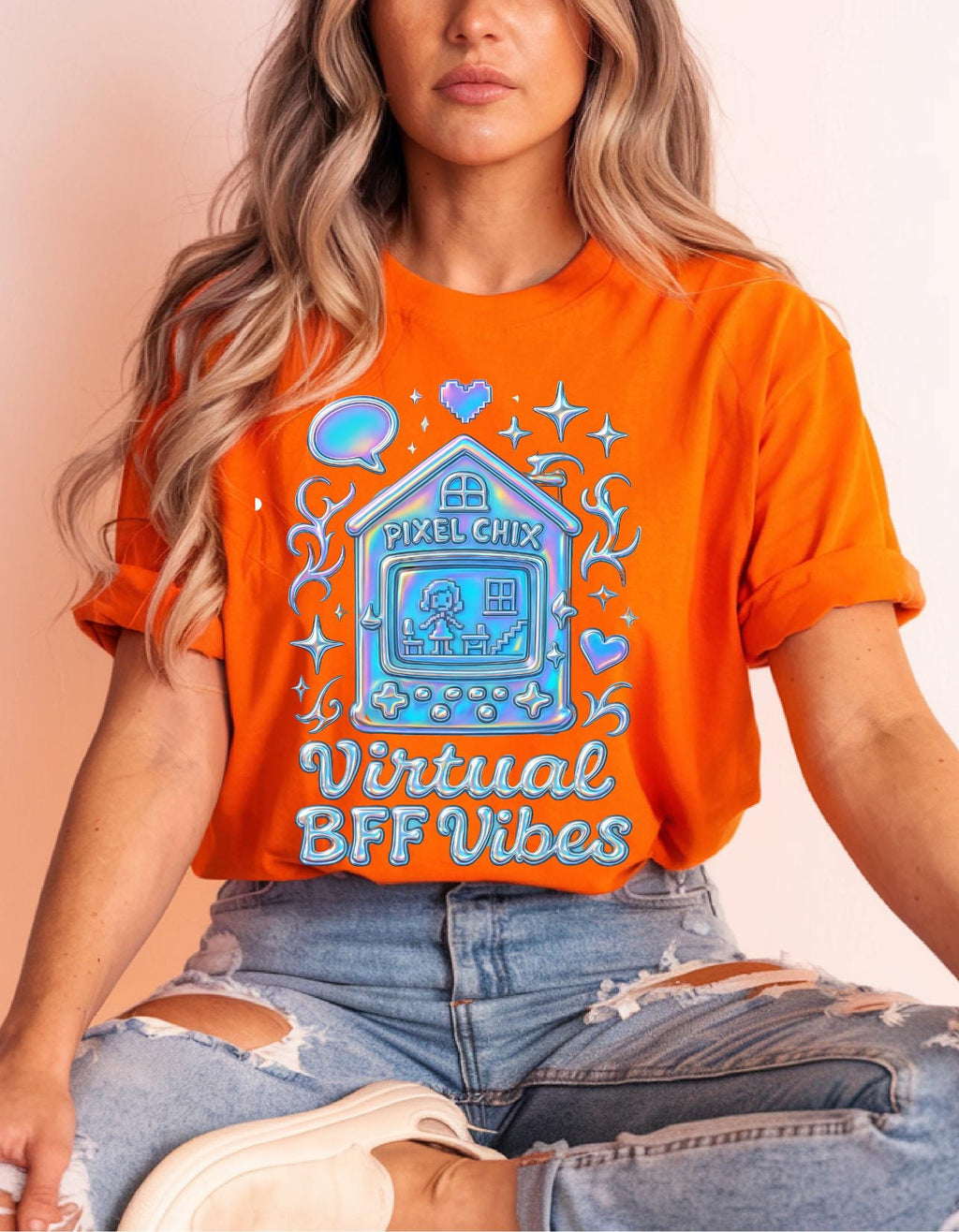 Virtual BFF Vibes Unisex Softstyle T-Shirt, Cute Graphic Tee, Best Friend Gift, Quirky Apparel,
