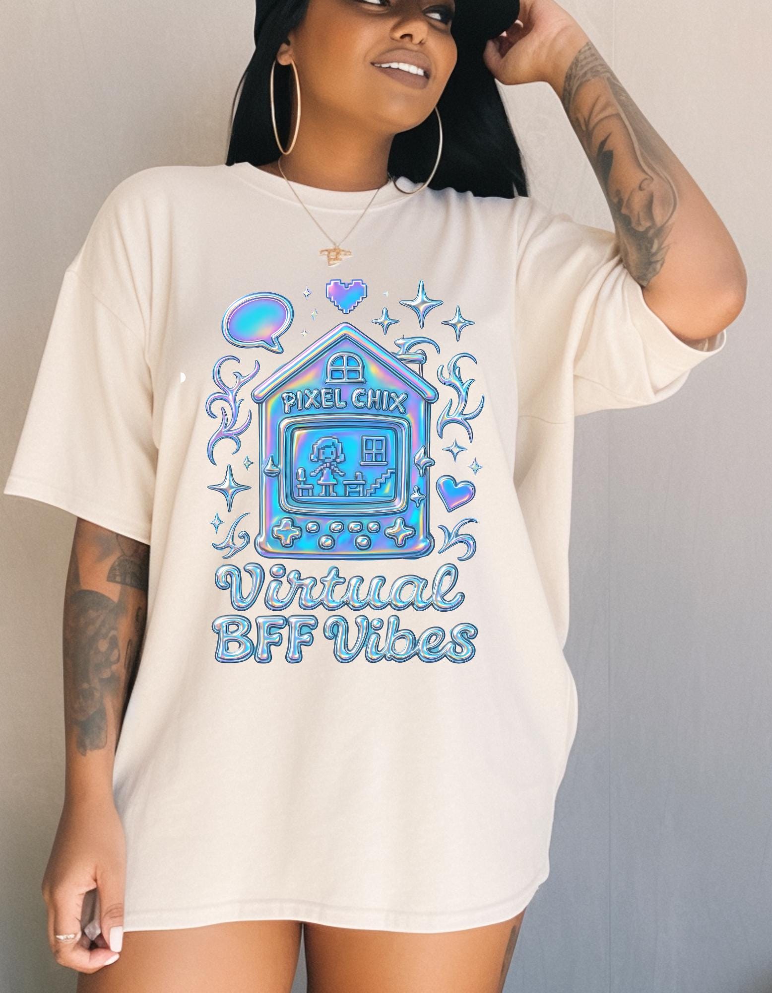 Virtual BFF Vibes Unisex Softstyle T-Shirt, Cute Graphic Tee, Best Friend Gift, Quirky Apparel,