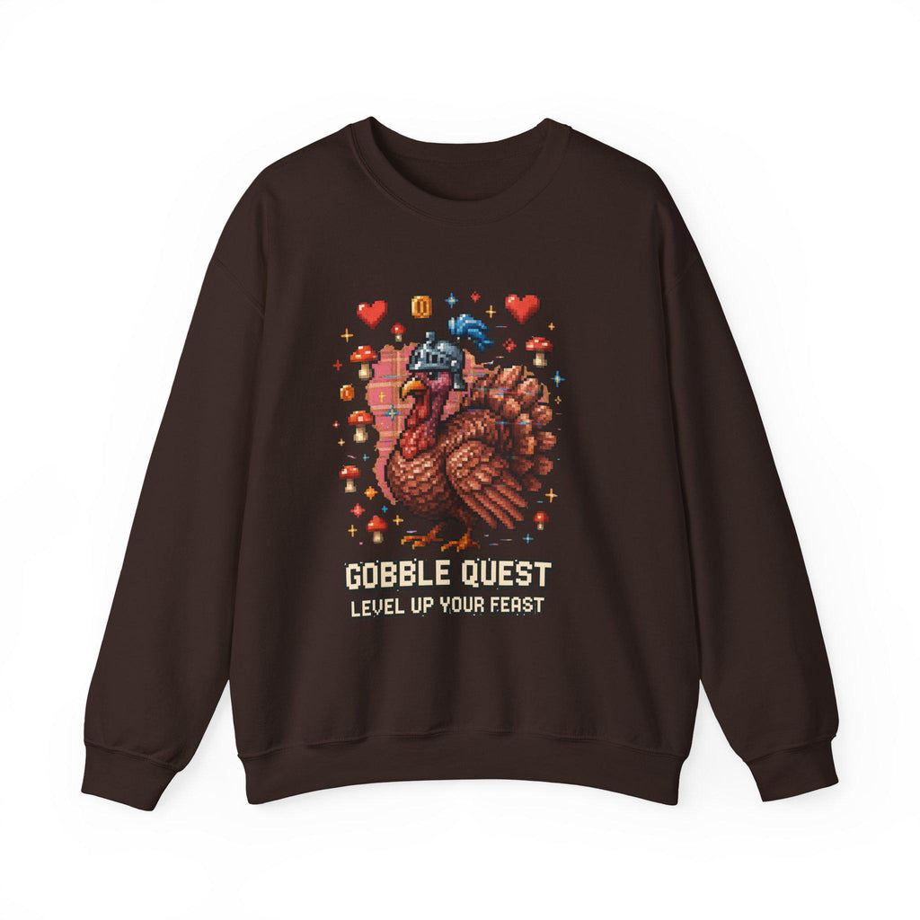 Gobble Quest Thanksgiving Gamer Sweatshirt: Retro Pixel Turkey Day Unisex Crewneck Hoodie Gift