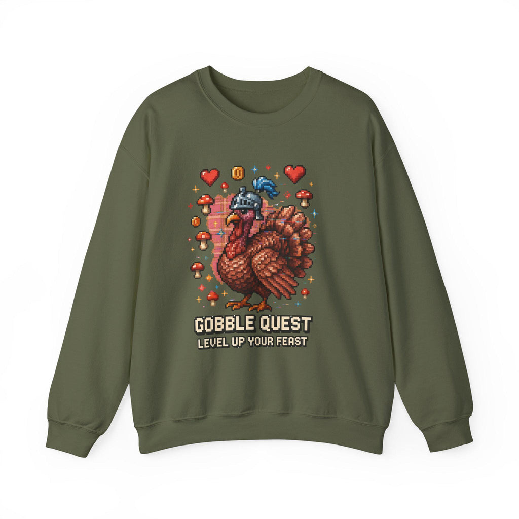 Gobble Quest Thanksgiving Gamer Sweatshirt: Retro Pixel Turkey Day Unisex Crewneck Hoodie Gift