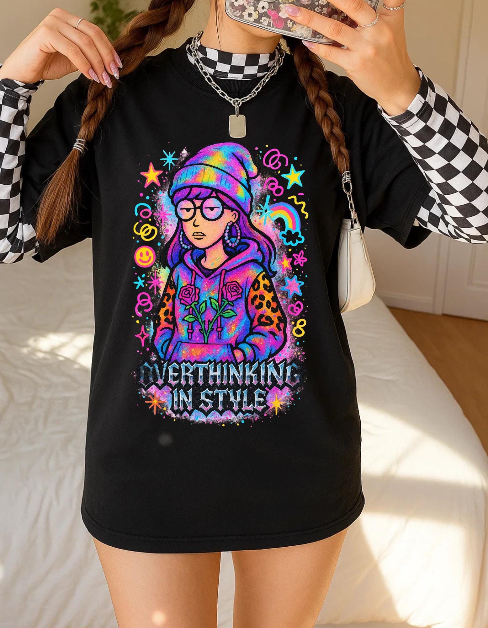 Colorful Overthinking T-Shirt: Vibrant Graphic Cotton Tee