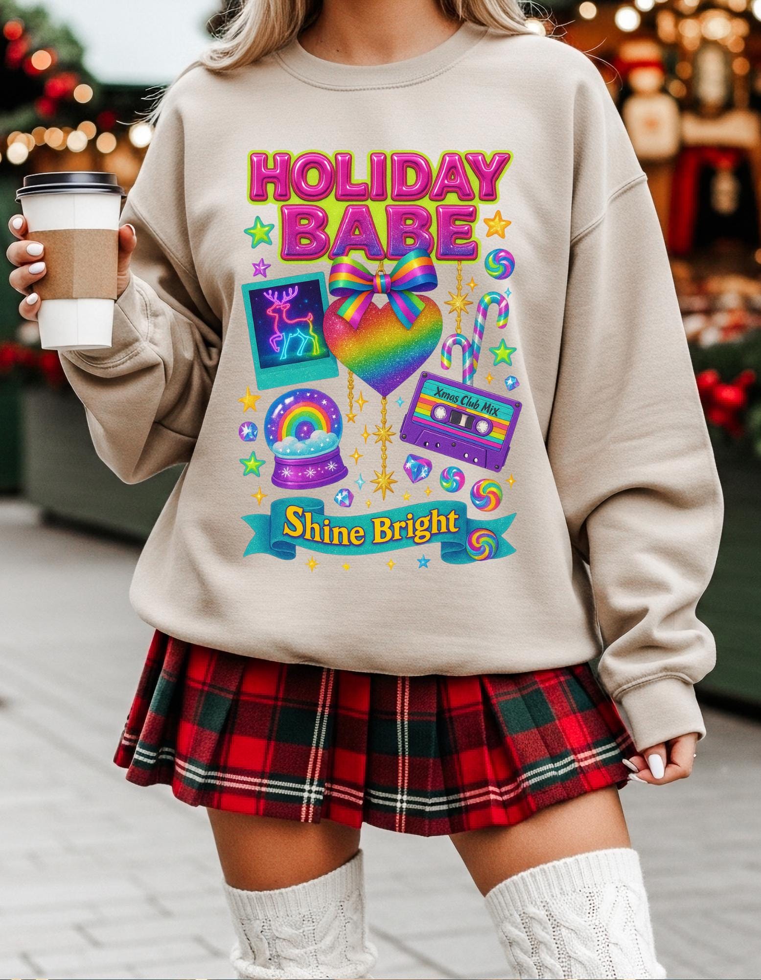Shine Bright Holiday Sweatshirt: Unisex Crewneck Winter Fashion