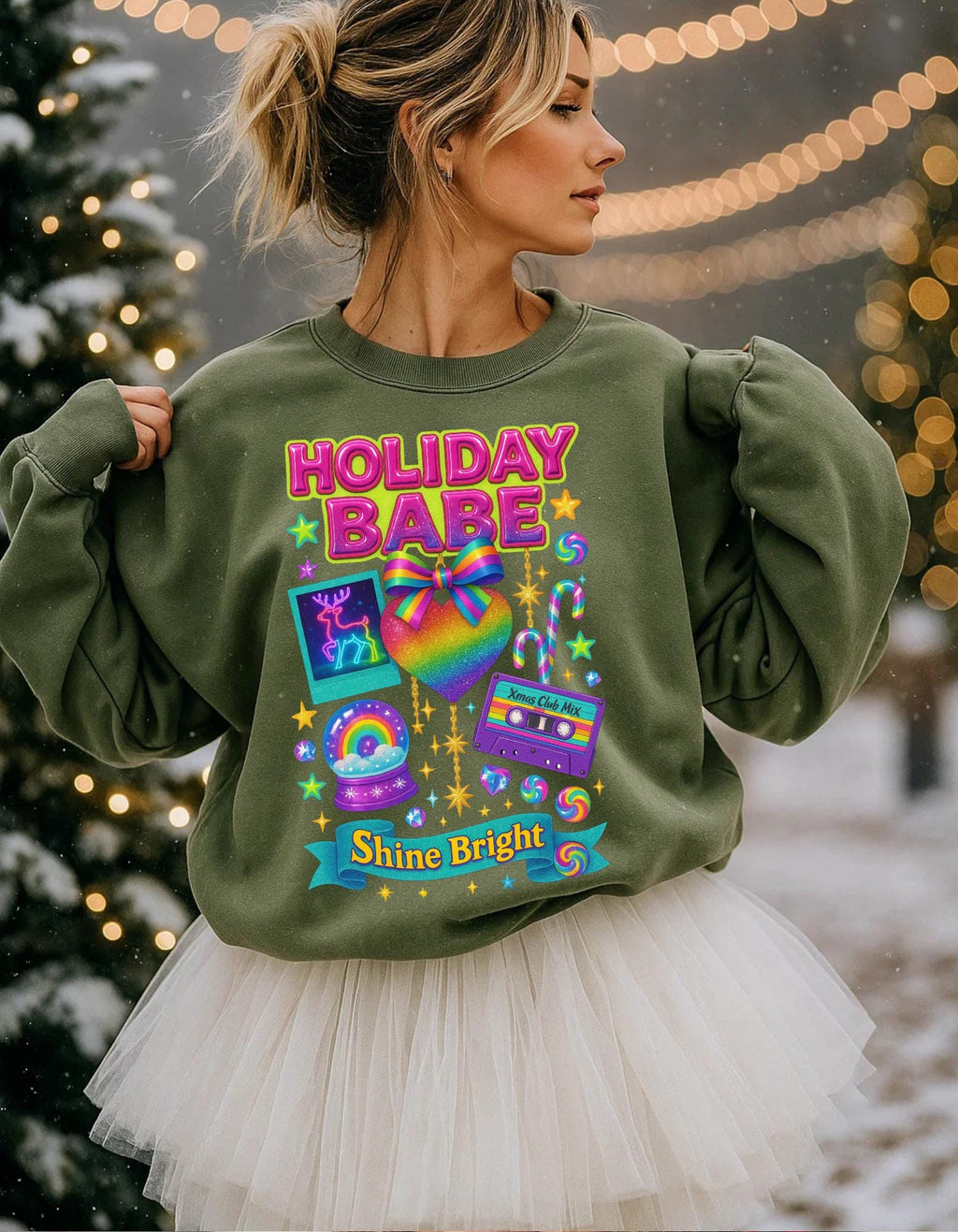 Shine Bright Holiday Sweatshirt: Unisex Crewneck Winter Fashion