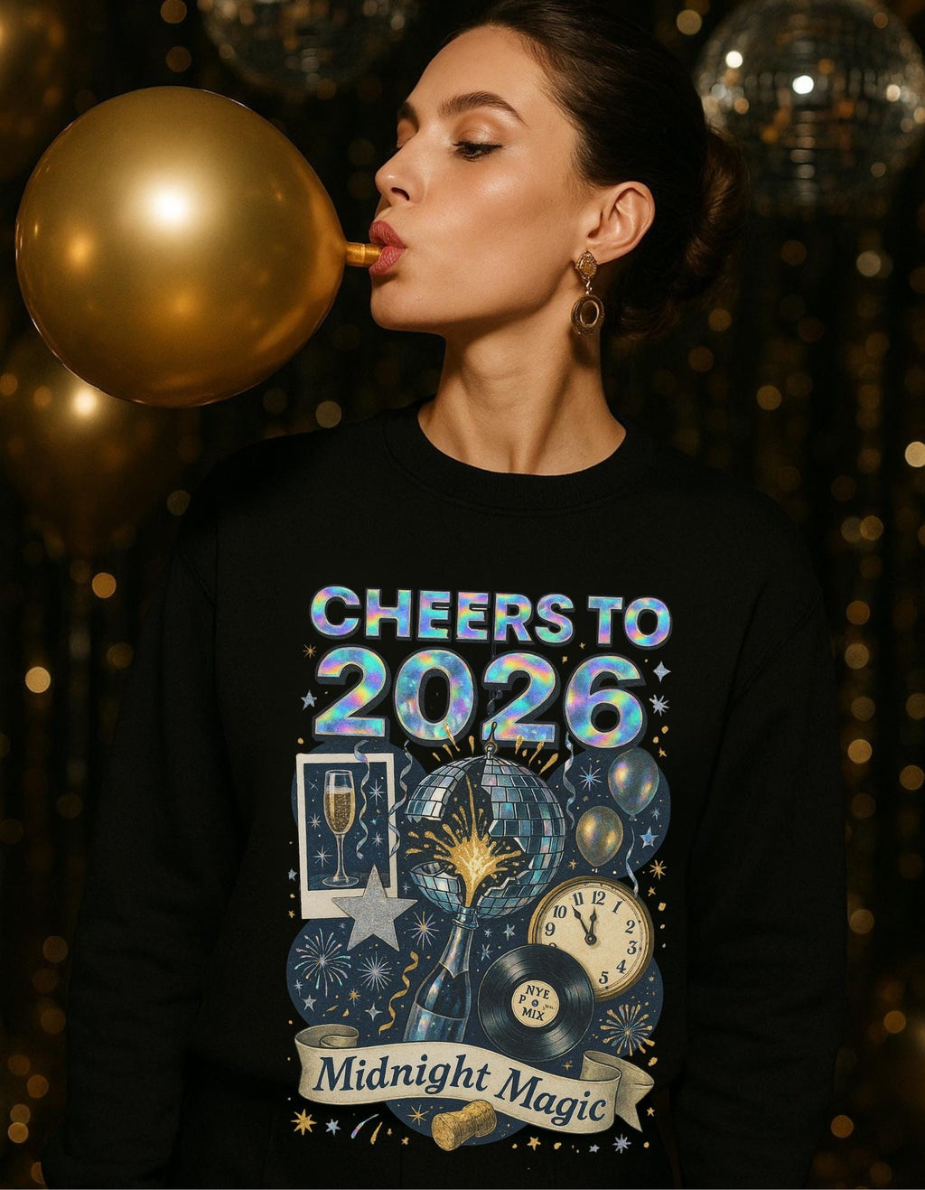 Magical Midnight New Year 2026 Unisex Crewneck Sweatshirt - Festive Celebration Graphic Pullover