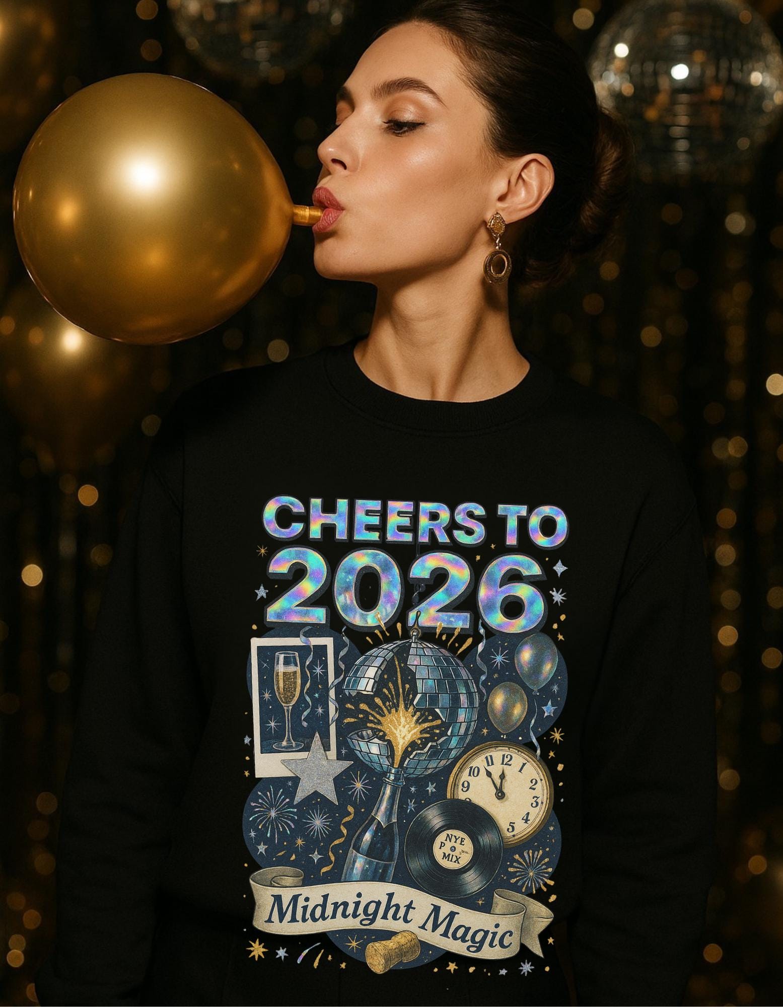 Magical Midnight New Year 2026 Unisex Crewneck Sweatshirt - Festive Celebration Graphic Pullover