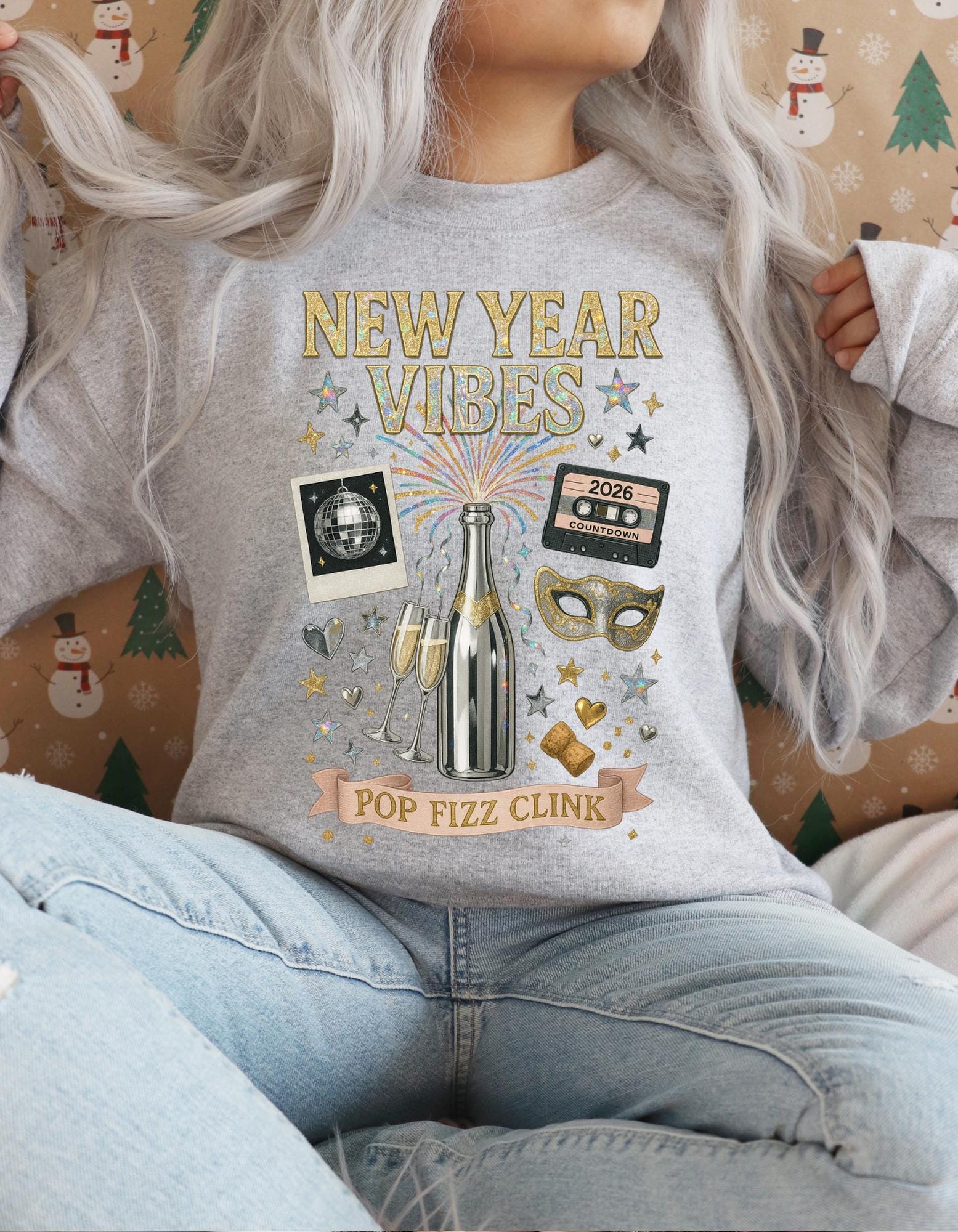 New Year Vibes Unisex Crewneck: Festive Holiday Sweatshirt for Cozy Winter Celebrations