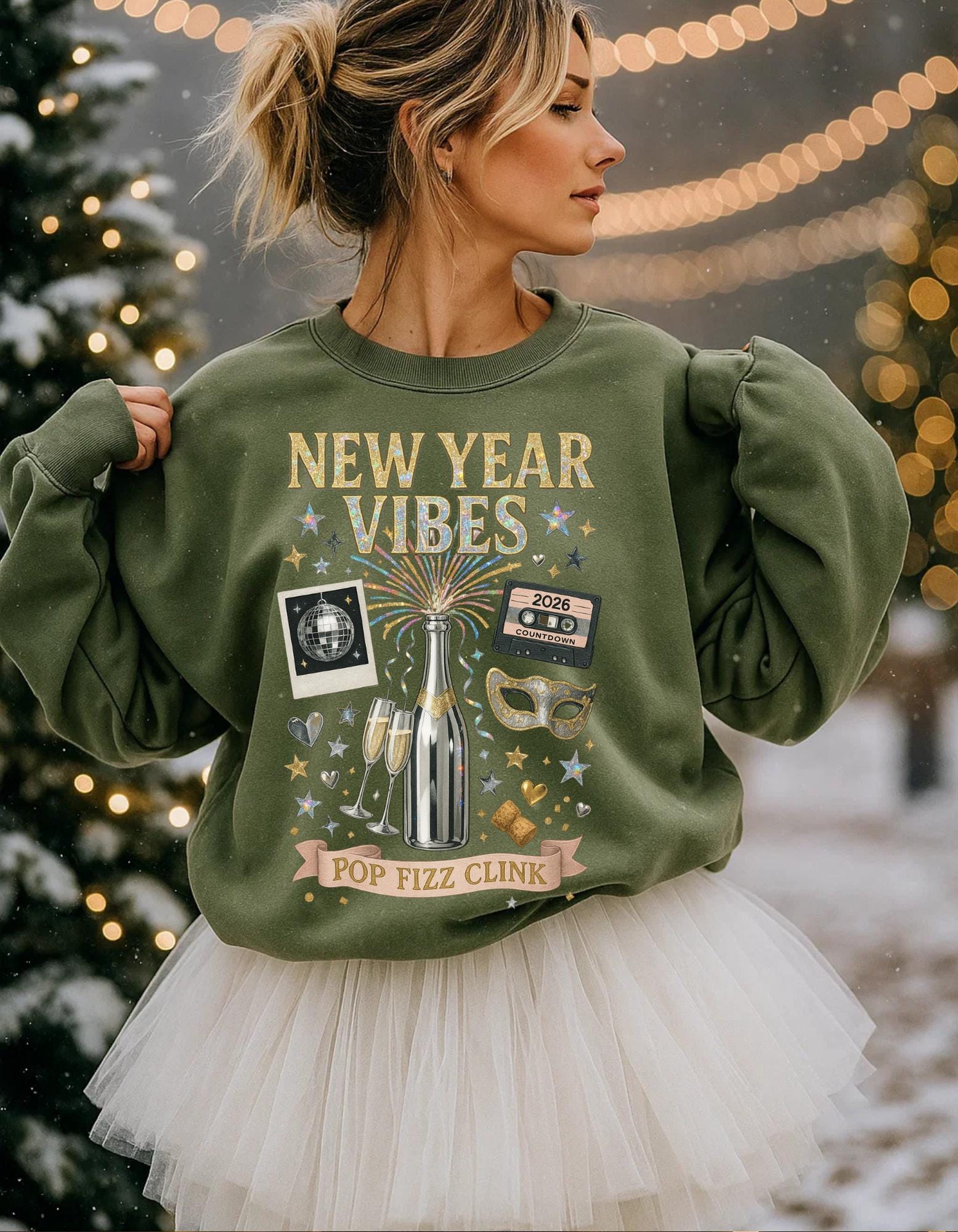 New Year Vibes Unisex Crewneck: Festive Holiday Sweatshirt for Cozy Winter Celebrations