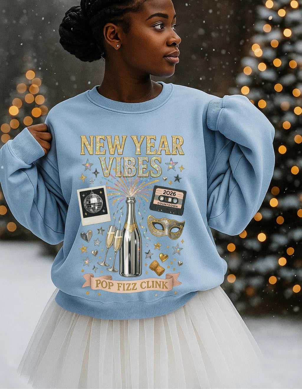 New Year Vibes Unisex Crewneck: Festive Holiday Sweatshirt for Cozy Winter Celebrations