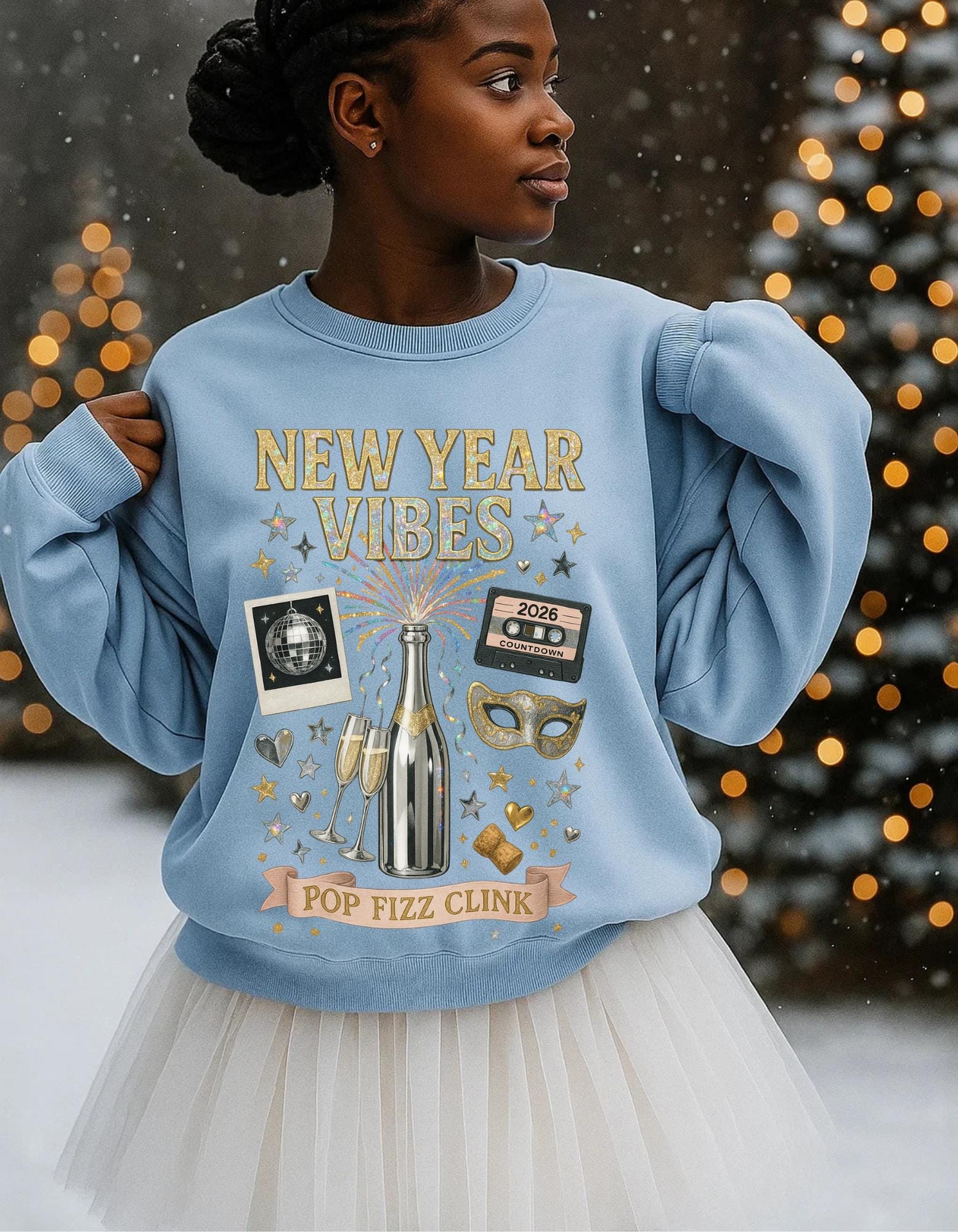 New Year Vibes Unisex Crewneck: Festive Holiday Sweatshirt for Cozy Winter Celebrations