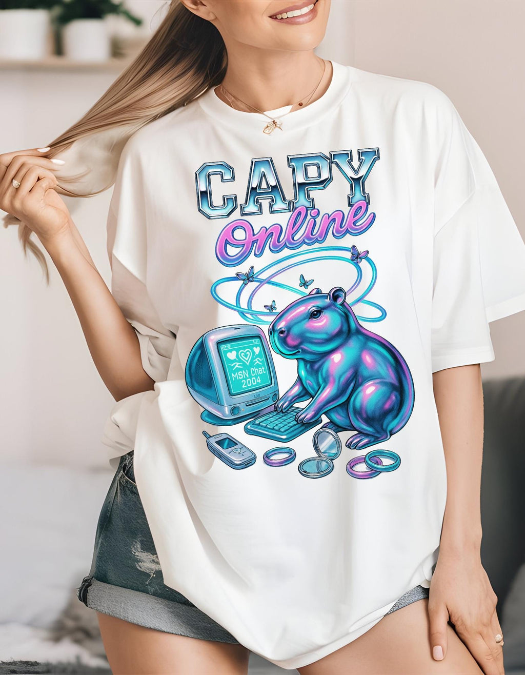 Capy Online T-Shirt: Unisex Gamer Tee, Animal Lover Gift