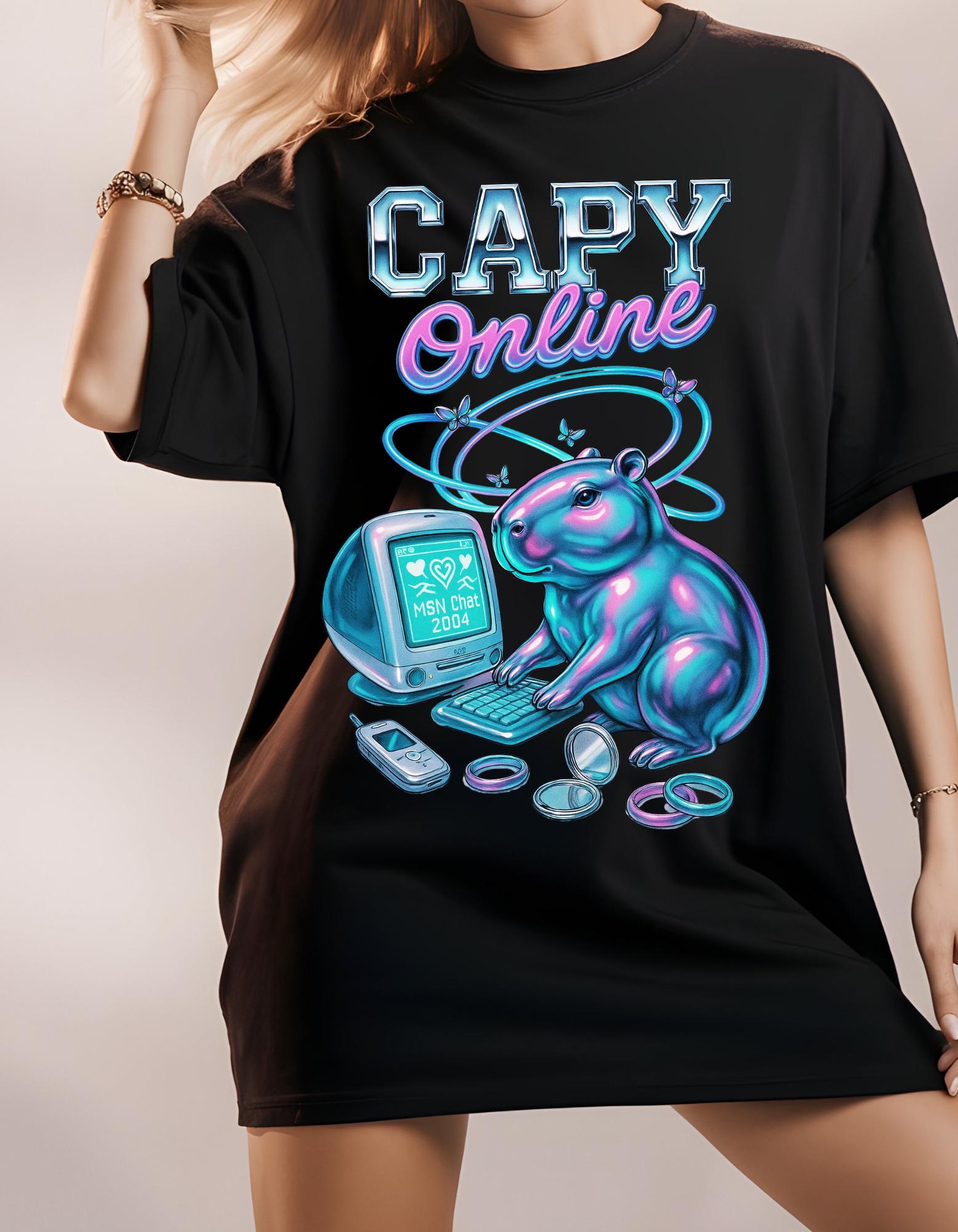 Capy Online T-Shirt: Unisex Gamer Tee, Animal Lover Gift