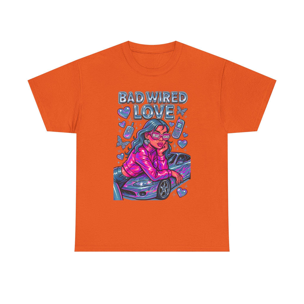 Y2K Chrome Graphic Tee: Bad Wired Heartbreaker, Race Car Chick Shirt
