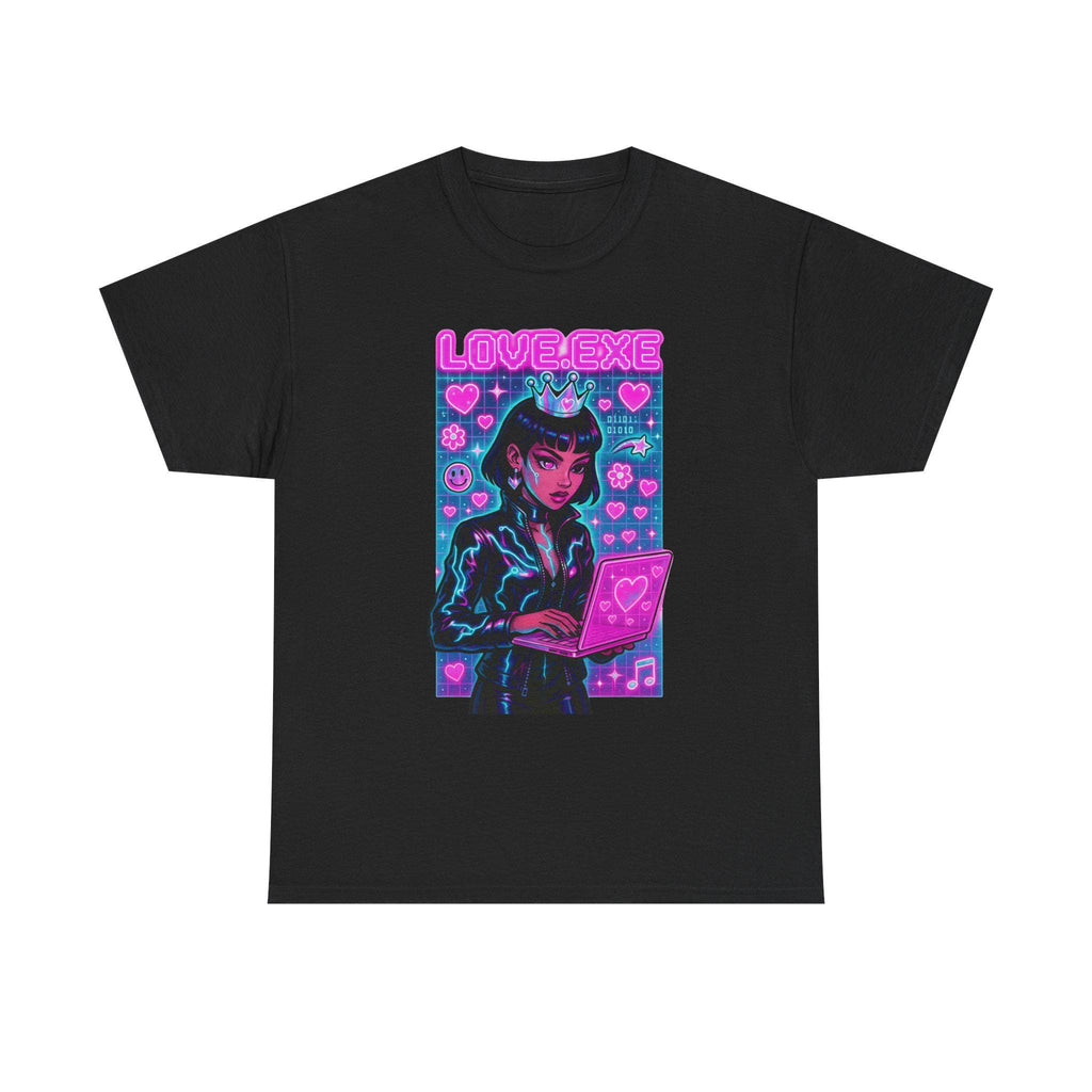 Y2K Cyber Love Exe Graphic Tee - Hacker Girl Retro T-Shirt