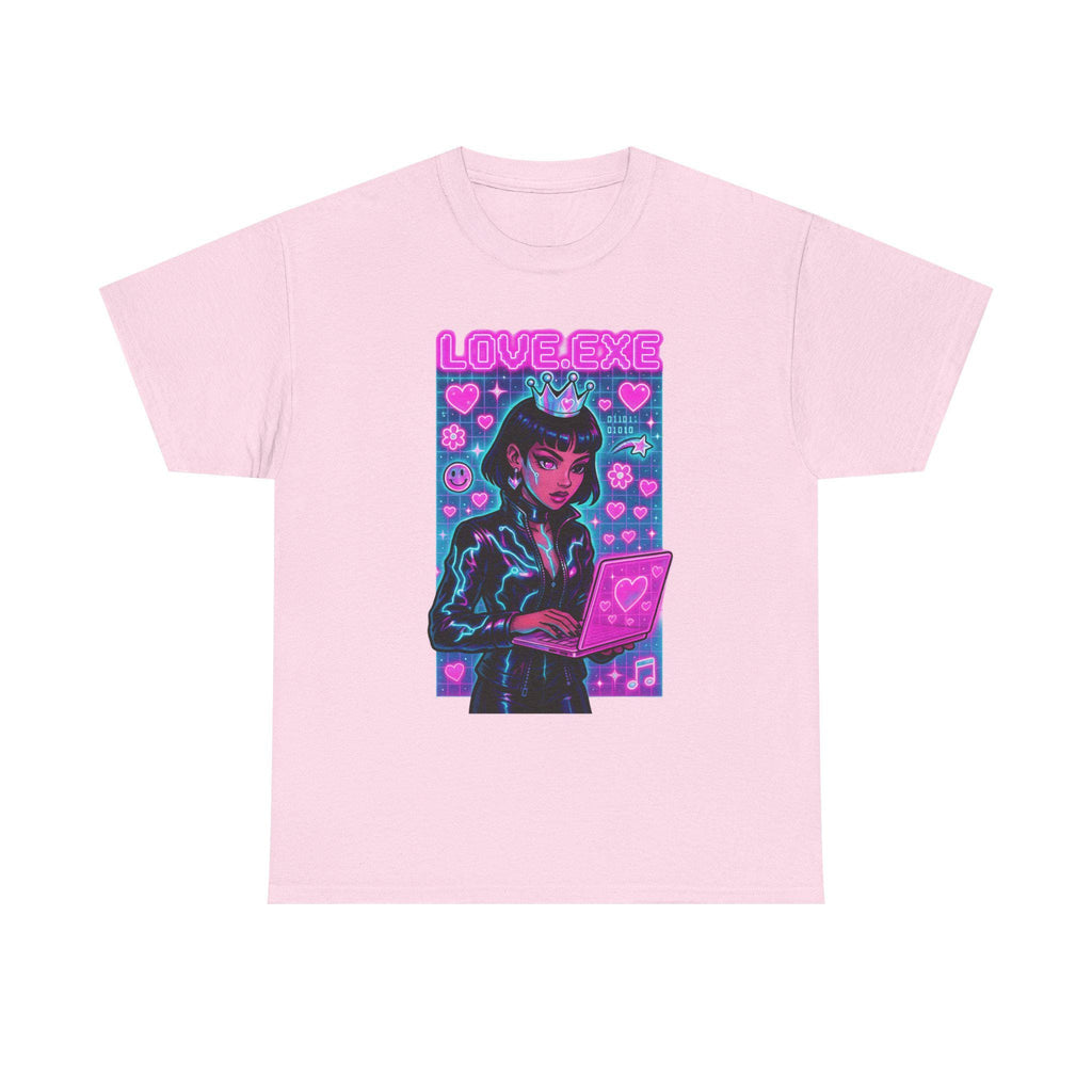Y2K Cyber Love Exe Graphic Tee - Hacker Girl Retro T-Shirt