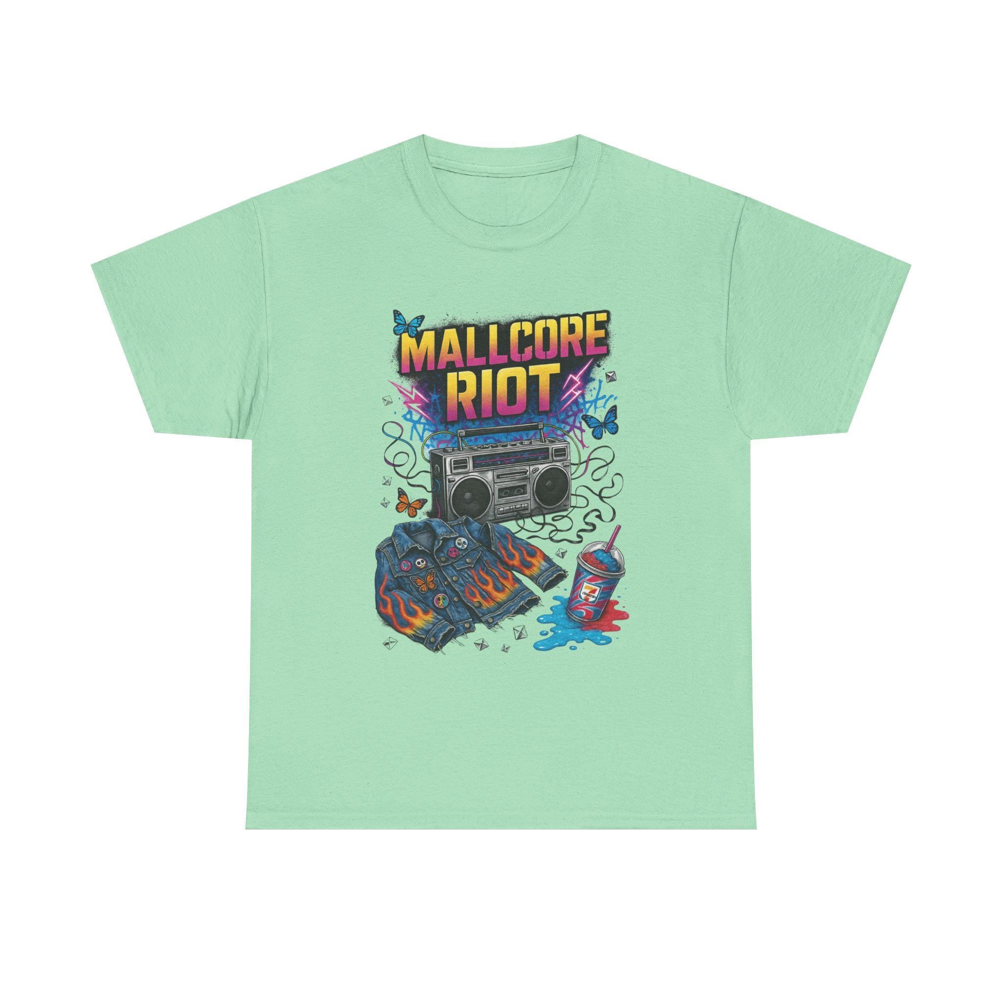 Mallcore Riot Graphic Tee: 90s Grunge Skater Style Alternative Streetwear Fashion