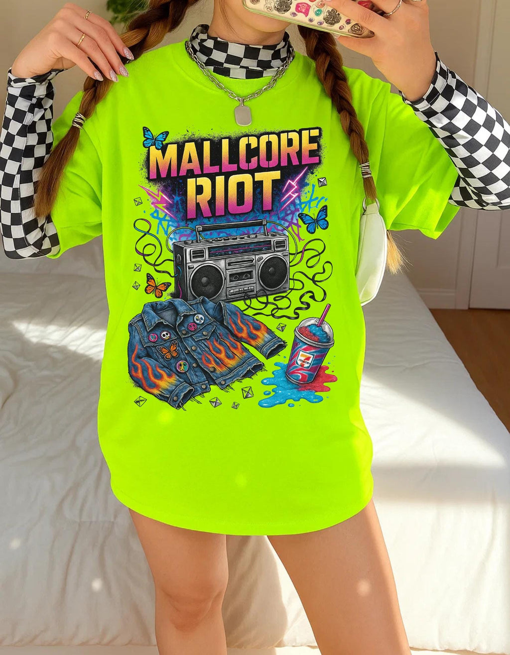Mallcore Riot Graphic Tee: 90s Grunge Skater Style Alternative Streetwear Fashion