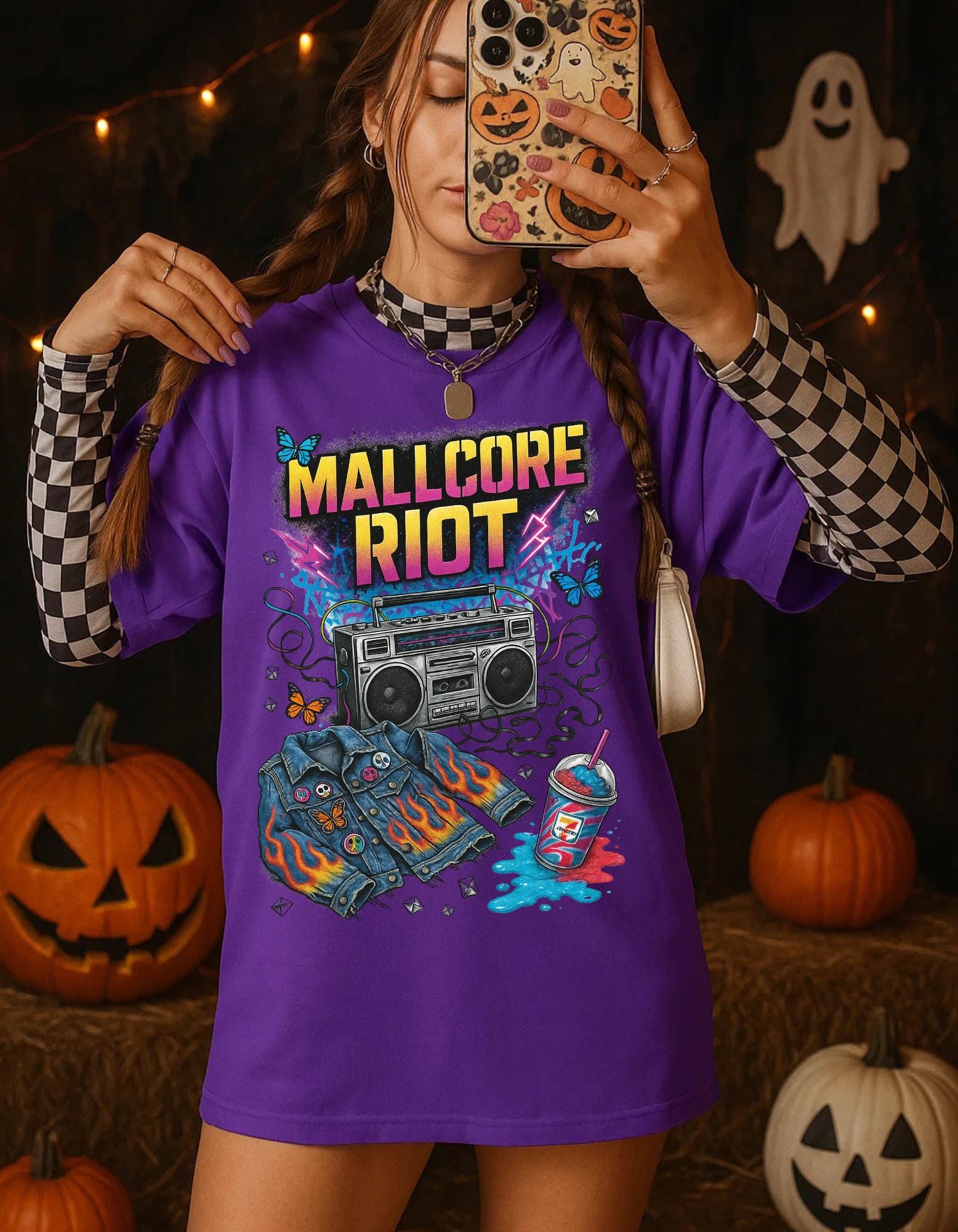 Mallcore Riot Graphic Tee: 90s Grunge Skater Style Alternative Streetwear Fashion