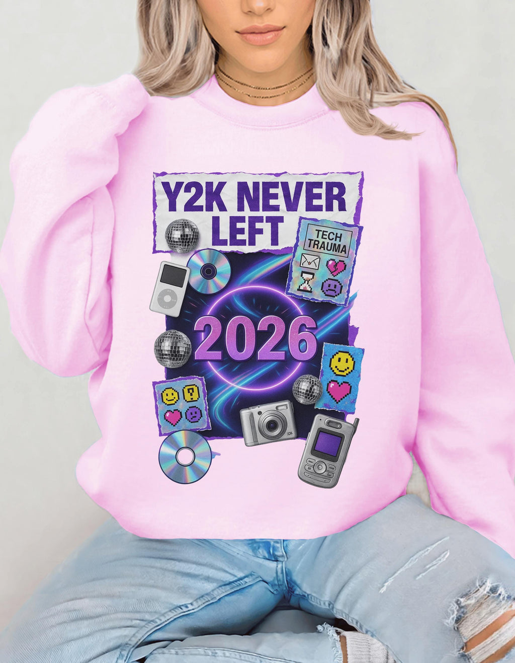 Y2K New Years Sweatshirt: Unisex Vintage Crewneck Pullover