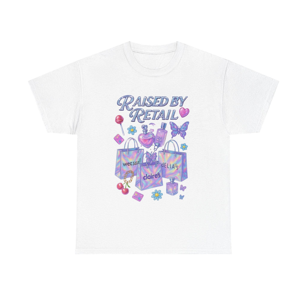 Raised by Retail Graphic Tee | Y2K Nostalgia Shirt | Mall Babe Era T-Shirt