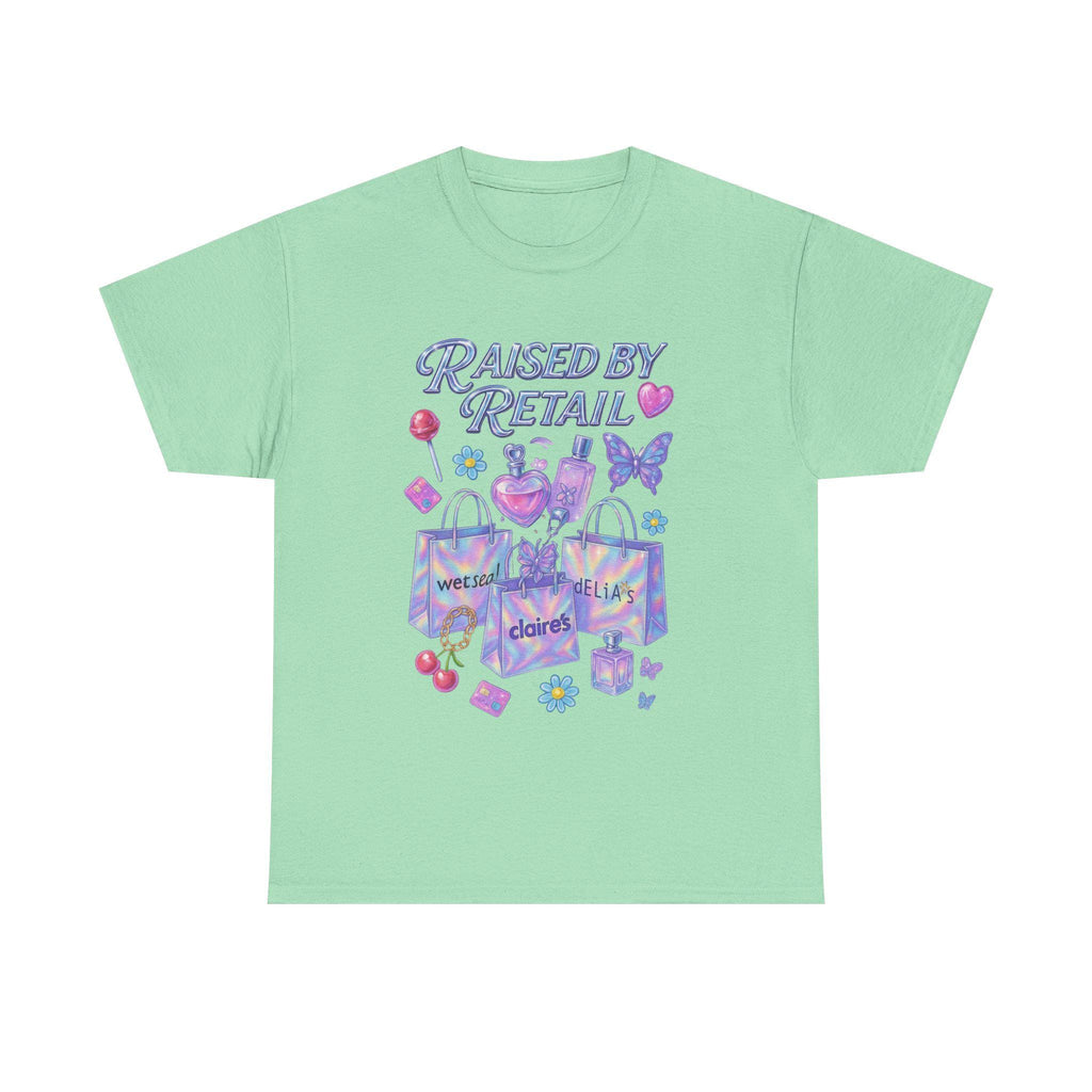 Raised by Retail Graphic Tee | Y2K Nostalgia Shirt | Mall Babe Era T-Shirt