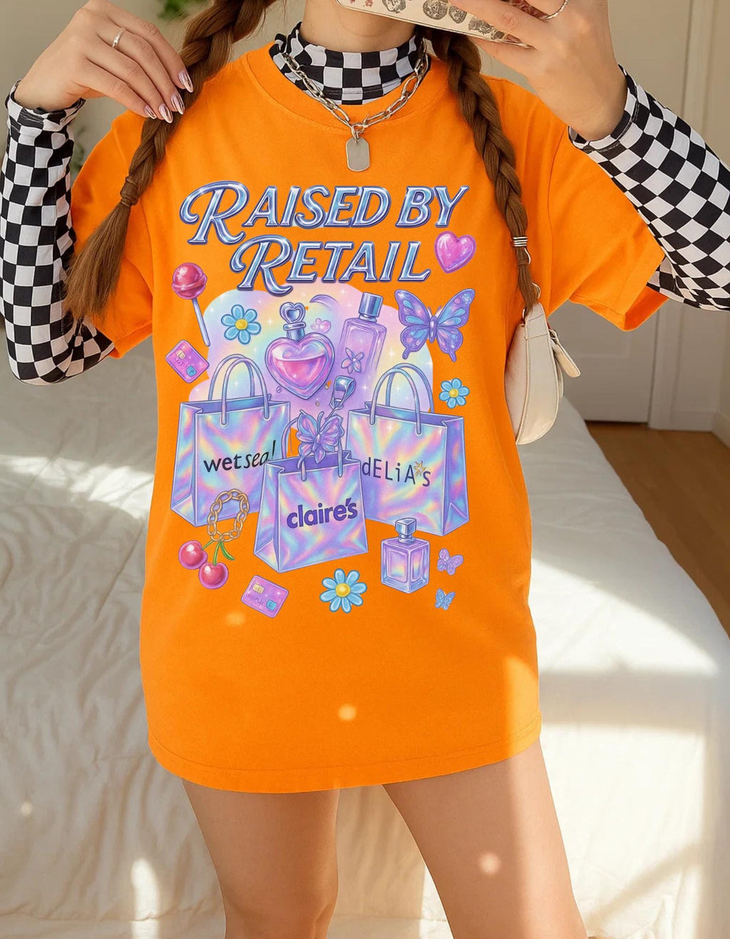 Raised by Retail Graphic Tee | Y2K Nostalgia Shirt | Mall Babe Era T-Shirt