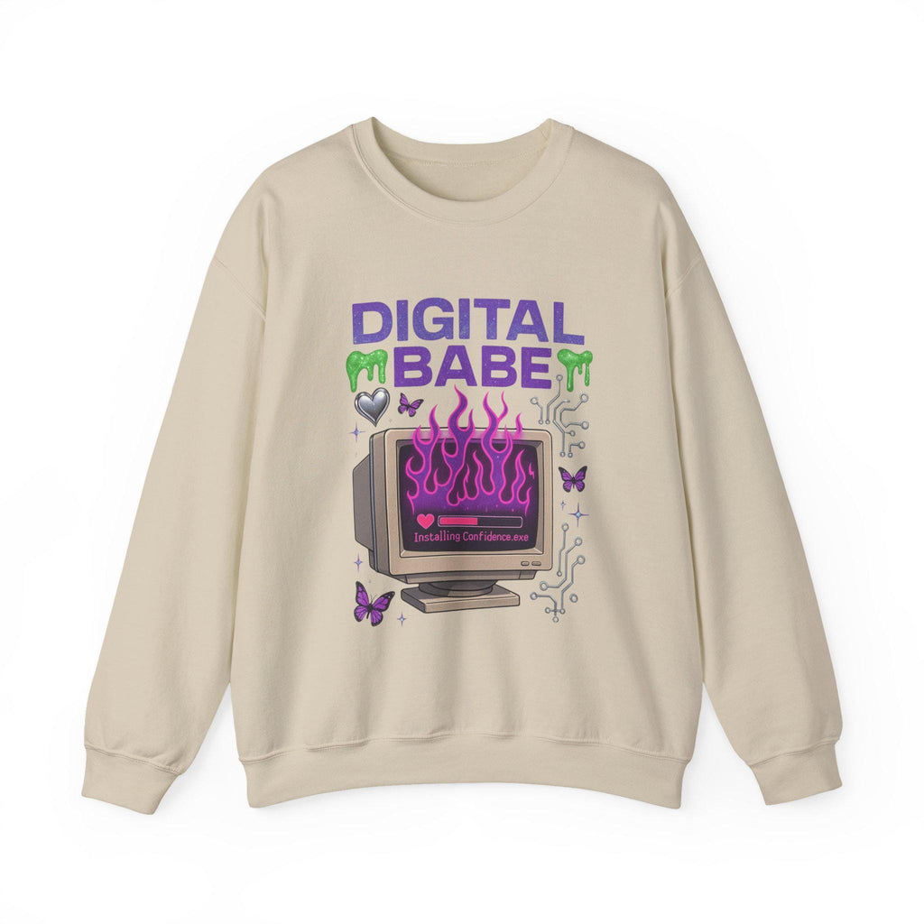 Y2K Cyber Girl Sweatshirt | Retro Computer Graphic Crewneck