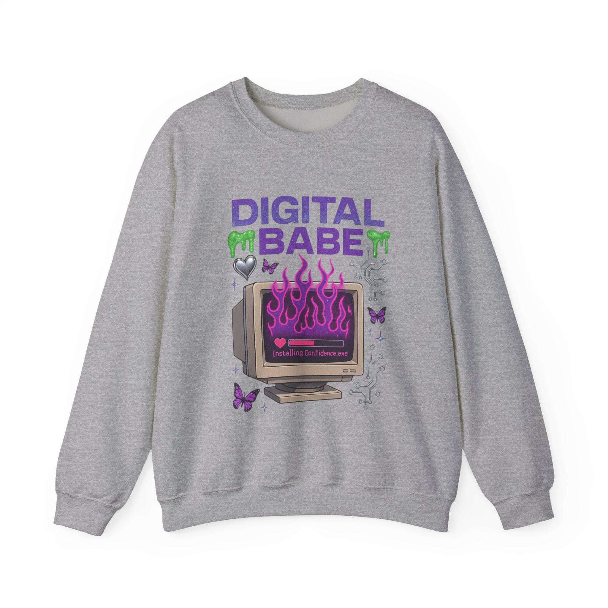 Y2K Cyber Girl Sweatshirt | Retro Computer Graphic Crewneck