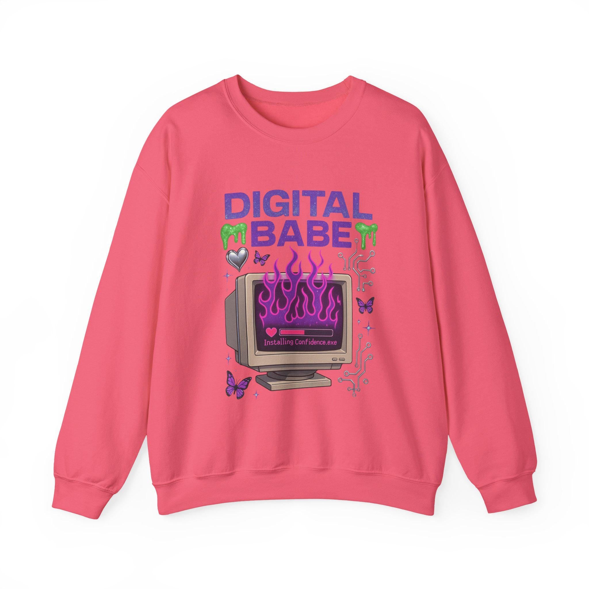 Y2K Cyber Girl Sweatshirt | Retro Computer Graphic Crewneck