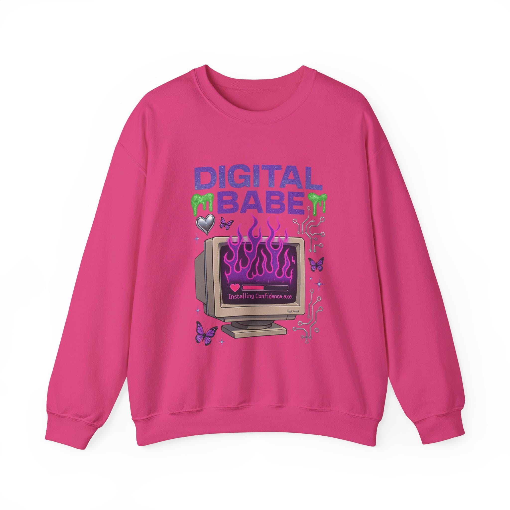 Y2K Cyber Girl Sweatshirt | Retro Computer Graphic Crewneck