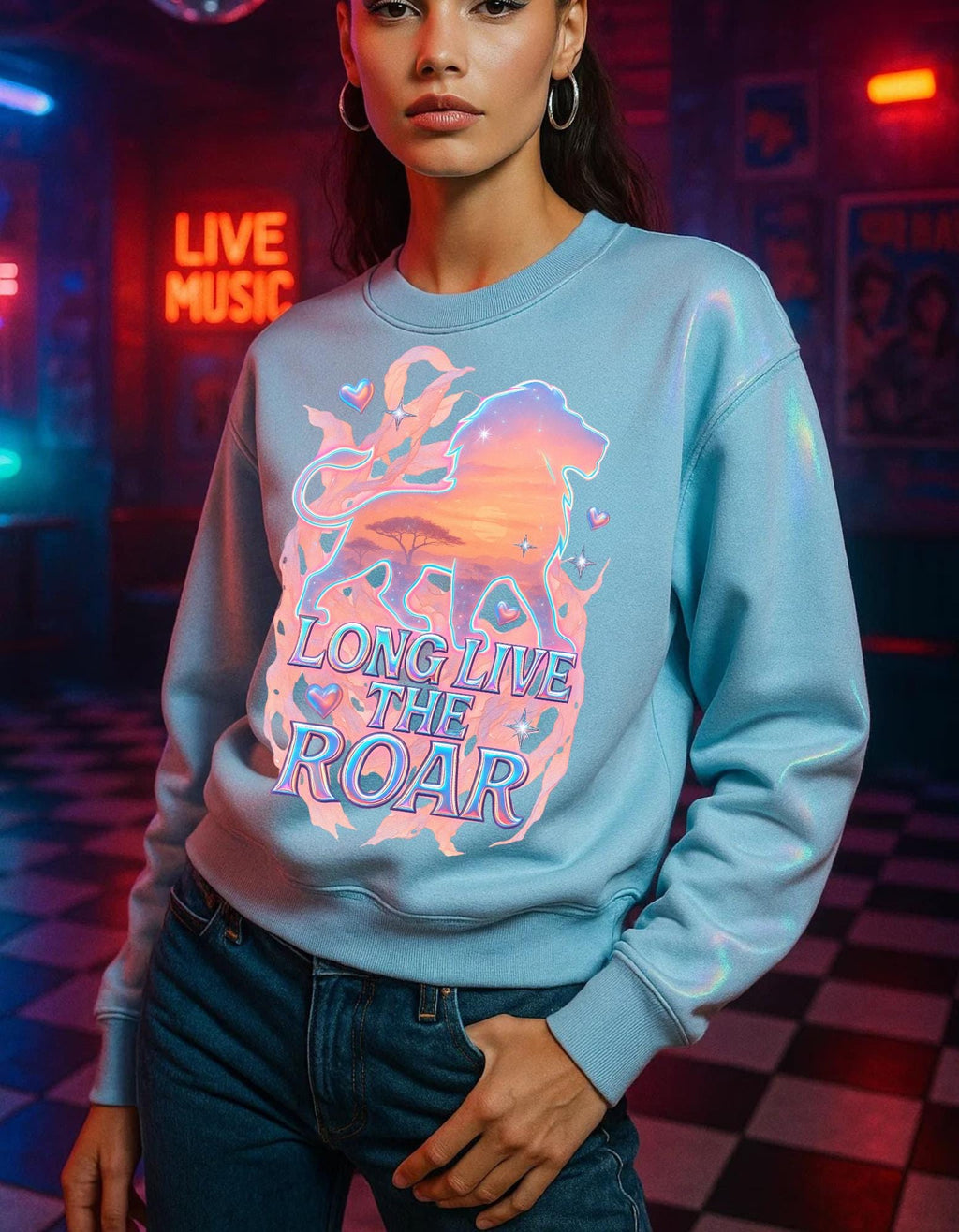 Long Live The Roar Sweatshirt: Unisex Cotton-Poly Blend