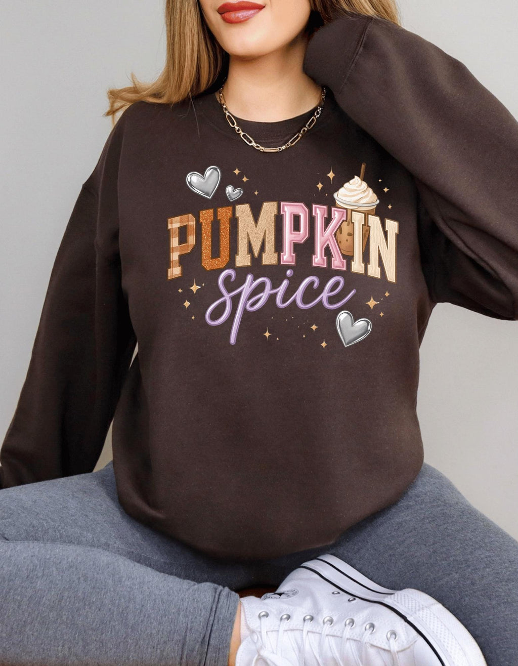Cozy Autumn Pumpkin Spice Crewneck Sweatshirt - Trendy Fall Vibes Apparel for Seasonal Lovers