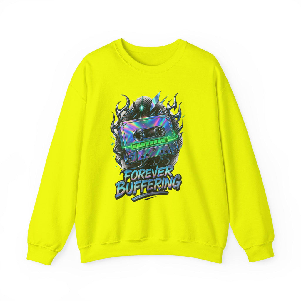 Y2K Mixed Tape Crewneck: Retro 90s 'Forever Buffering' Nostalgic Tech Fashion Sweatshirt