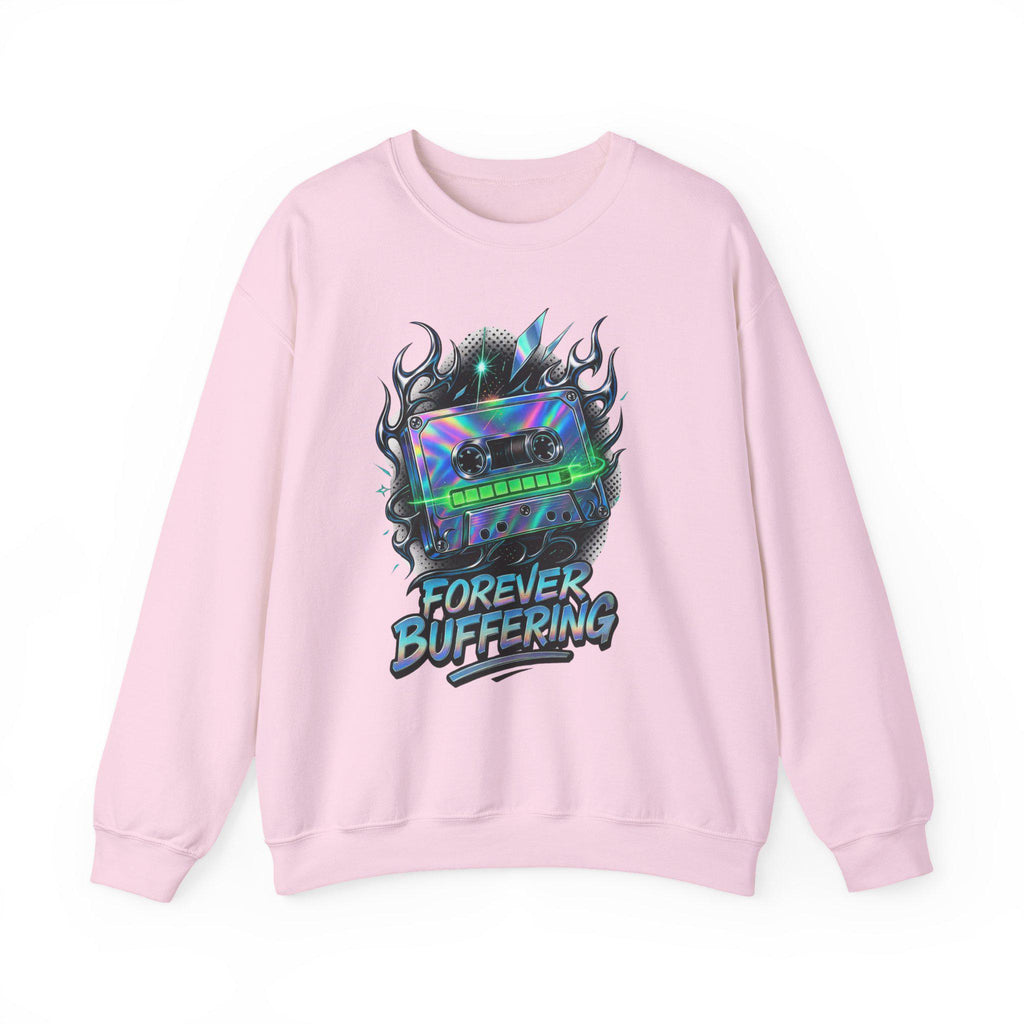 Y2K Mixed Tape Crewneck: Retro 90s 'Forever Buffering' Nostalgic Tech Fashion Sweatshirt