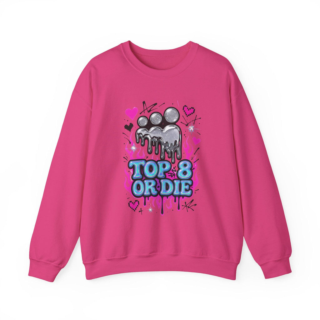 Retro MySpace Top 8 Sweatshirt: Y2K Nostalgia Social Media Throwback Fashion Unisex Pullover